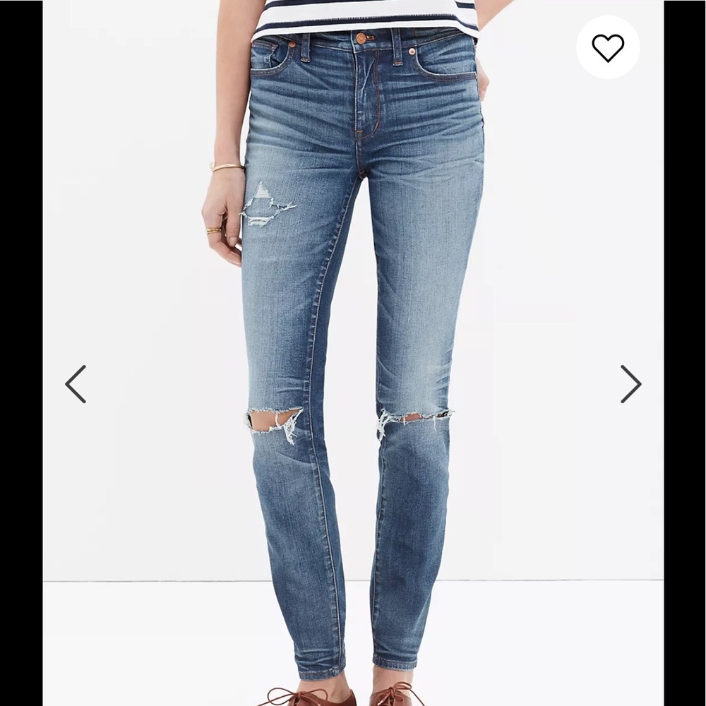 MADEWELL High Rise Skinny Jean Torn Knee